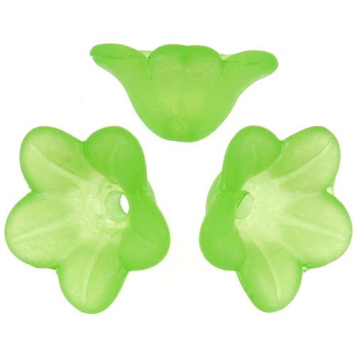 Koraliki kwiatki / akrylowe / zielone / 13x7mm / 25szt-6353