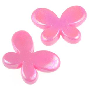 Koraliki motylki opalizujące / akrylowe / różowe / 17x13mm / 15szt-5988