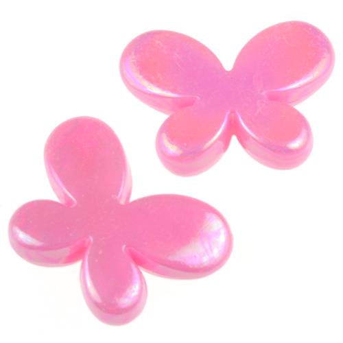 Koraliki motylki opalizujące / akrylowe / różowe / 17x13mm / 15szt-5988