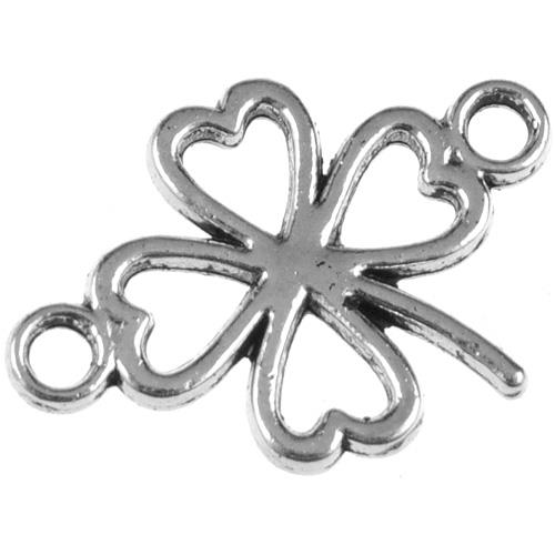 Łącznik koniczynka / stop metalu / srebrny / 15x12mm / 10szt-11542