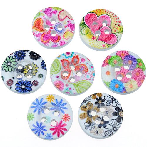 MIX guziki wzory guziczki kolorowe wzorki 15mm / 10szt-9802