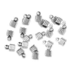 Zaciski końcówki do sznurków rzemieni / metalowe / srebrne / 7.3mm / 100szt-1568