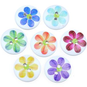 MIX guziki kwiatuszki / kolorowe kwiatki 15mm / 20szt-9796