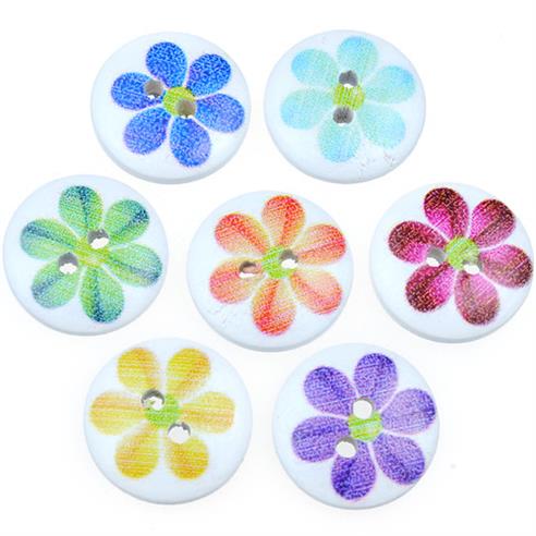 MIX guziki kwiatuszki / kolorowe kwiatki 15mm / 20szt-9796