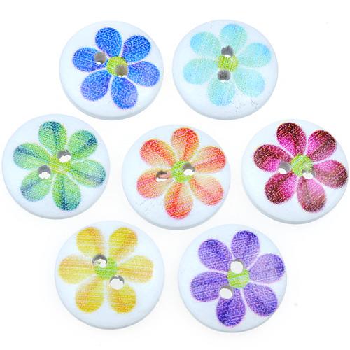 MIX guziki kwiatuszki / kolorowe kwiatki 15mm / 20szt-9796