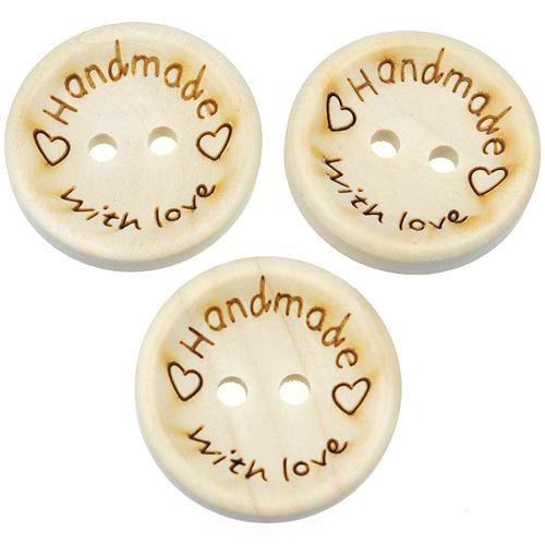 Guziki handmade with love guziczki drewniane 20mm / 10szt-9797