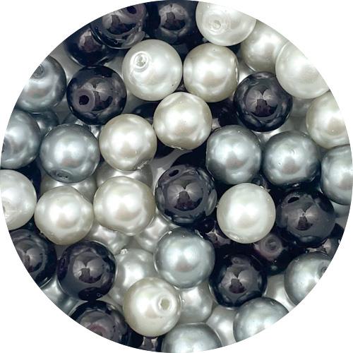 MIX zestaw koraliki szklane perełki 8mm 70szt w słoiczku-13296