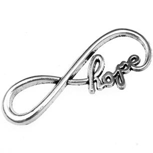 Łącznik infinity hope nadzieja / stop metalu / srebrny / 14.5x39x2.5mm / 6szt-11207