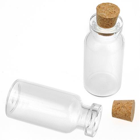 Buteleczki z korkiem / szkło, korek / białe, transparentne / 35x16mm / 5szt-9149