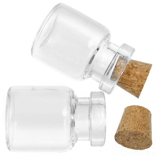 Buteleczki z korkiem / szkło, korek / białe, transparentne / 22x15mm / 5szt-9150