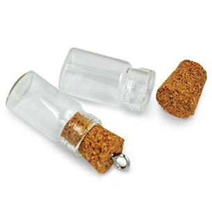 Buteleczki z korkiem / szkło, korek / białe, transparentne / 18mm / 10szt-5630