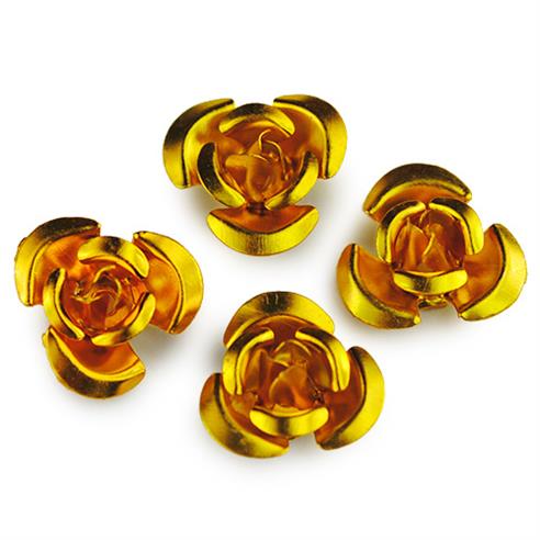 Koraliki różyczki / aluminiowe / złote / 10x6mm / 3.4g / 50szt-12700