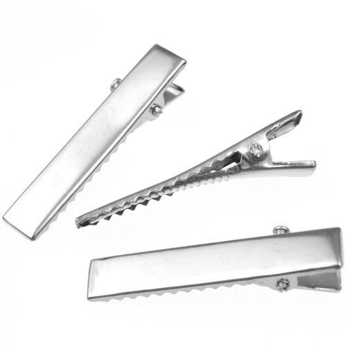 Spinka krokodylek 32x6.5x8mm / metalowa / srebrna / 20szt-9147