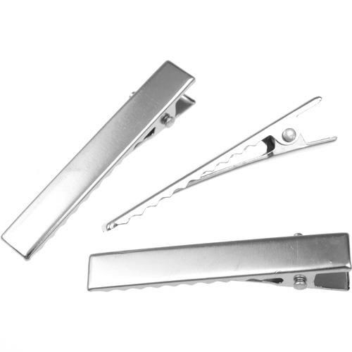 Spinka krokodylek 46x8x11mm / metalowa / srebrna / 20szt-9146