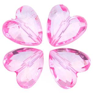 Koraliki serca 12mm / akrylowe / różowe / 12x8mm / 5szt-8004
