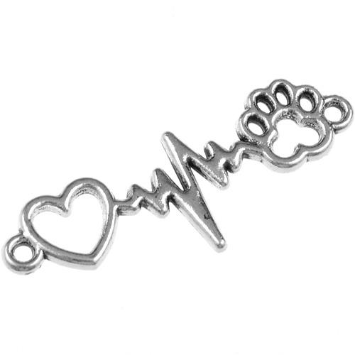 Łącznik rytm serca / stop metalu / srebrny / 34x12mm / 6szt-11467