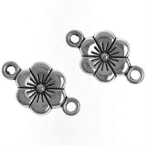 Łącznik kwiatuszek / metalowa / srebrny / 18x10mm / 6szt-12020