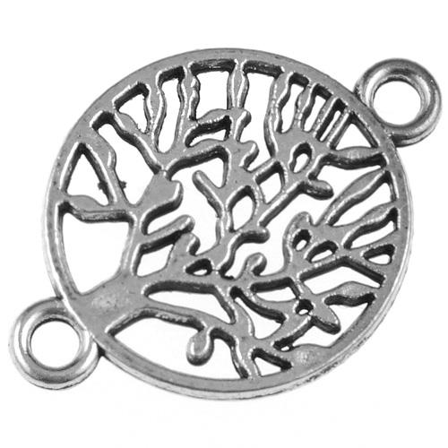 Łącznik drzewko szczęścia / stop metalu / srebrny / 23x16mm / 6szt-11547