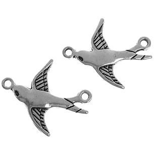 Łącznik jaskółka ptaszek / metalowa / srebrny / 17x20x2mm / 6szt-11985