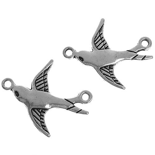 Łącznik jaskółka ptaszek / metalowa / srebrny / 17x20x2mm / 6szt-11985