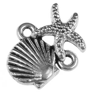 Łącznik muszelka rozgwiazda / stop metalu / srebrny / 18x13mm / 10szt-11544