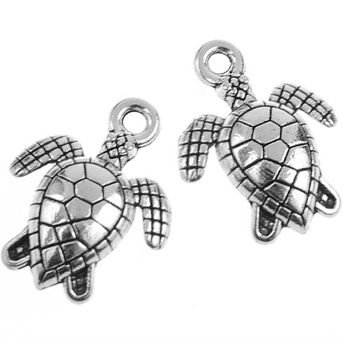 Zawieszka żółwik / stop metalu / srebrny / 16x12mm / 10szt-11534