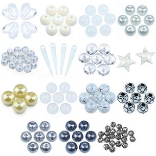 MIX zestaw koralików / srebrny, biały / Koraliki w parach / 30szt-11632