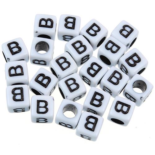 Koraliki litera B modułowe / akrylowe / biały / 6x6mm / 100szt-10178