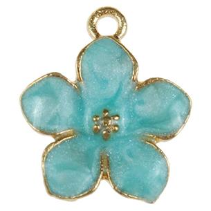 Zawieszka kwiatek / stop metalu / niebieski / 16x14mm / 1szt-11360