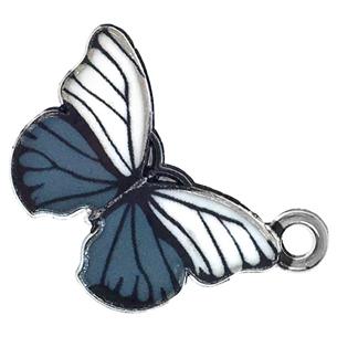 Zawieszka motylek / stop metalu / biało-szary / 13x20mm / 1szt-11949