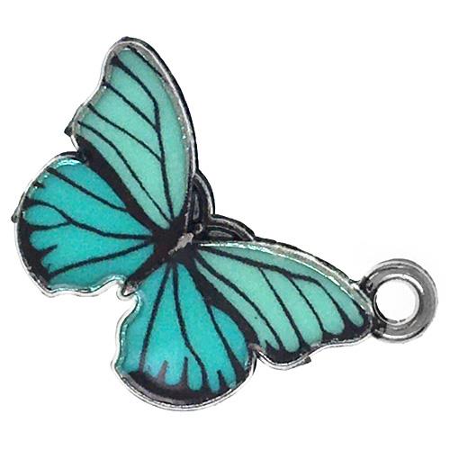 Zawieszka motylek / stop metalu / zielono-morski / 13x20mm / 1szt-11950
