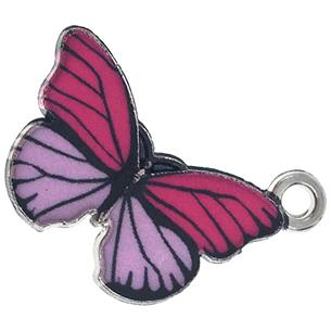 Zawieszka motylek / stop metalu / różowo-fioletowy / 13x20x2mm / 1szt-11951
