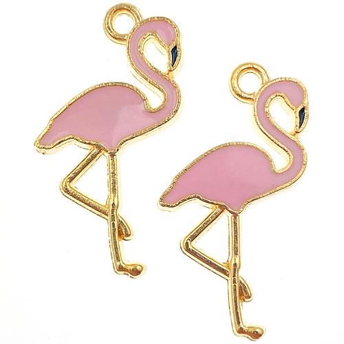 Zawieszka flaming / stop metalu / różowa / 25x15x2mm / 1szt-12443