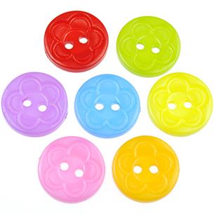 MIX guziki okrągłe guziczki kolorowe z kwiatkiem 15mm / 20szt-9785