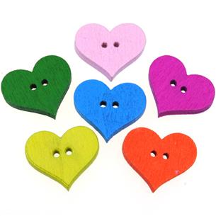 MIX guziki serca guziczki serduszka drewniane 20mm / 10szt-9808
