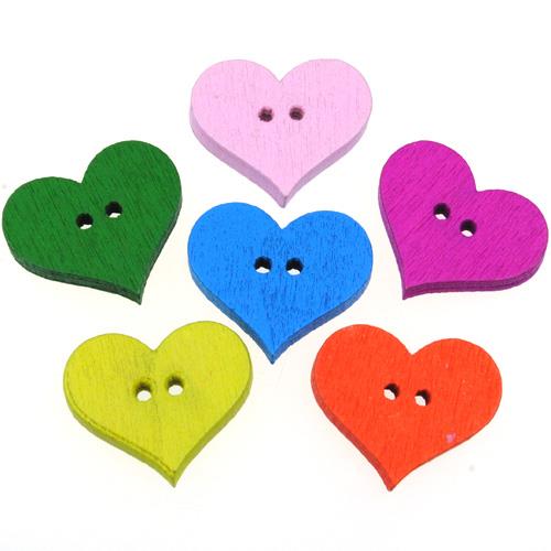MIX guziki serca guziczki serduszka drewniane 20mm / 10szt-9808