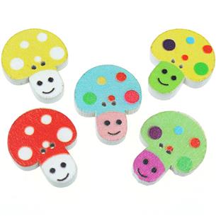 MIX guziki grzybki guziczki muchomorki duże drewniane 22mm / 6szt-9813