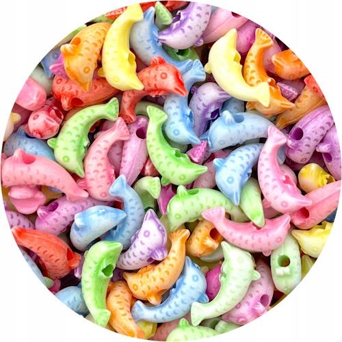 MIX koraliki delfinki / akrylowe / 12x7mm / 14.4g / 100szt-12611
