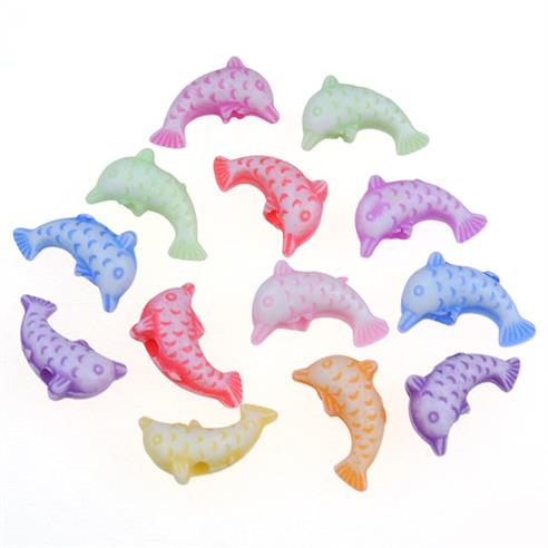 MIX koraliki delfinki / akrylowe / 12x7mm / 14.4g / 100szt-9497