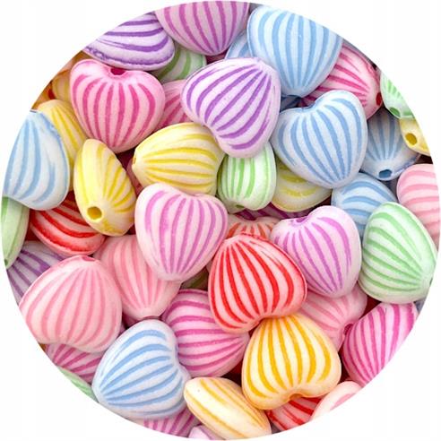 MIX koraliki serca / akrylowe / multikolor / 11x10mm / 18.3g / 50szt-6392