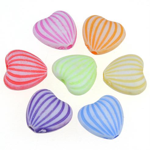 MIX koraliki serca / akrylowe / multikolor / 11x10mm / 18.3g / 50szt-12640