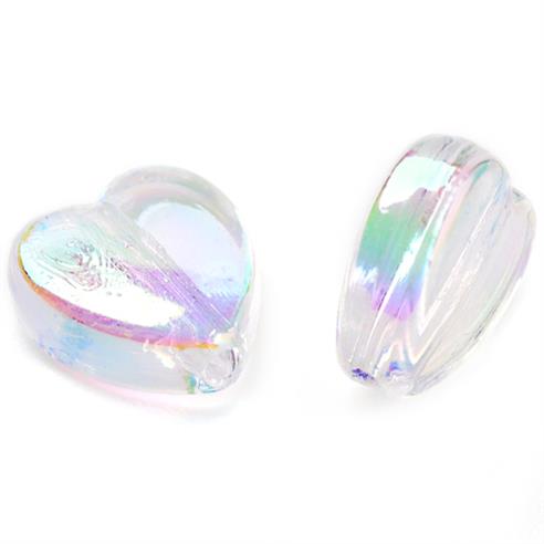 Koraliki serca z połyskiem AB / akrylowe / 9x8.5mm / 9,8g / 50szt-13088