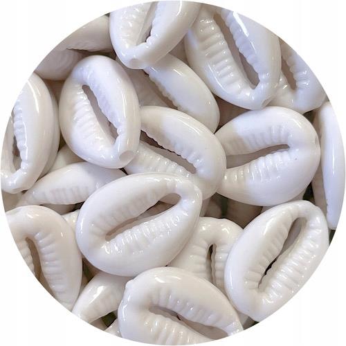 Koraliki muszelki kauri / akrylowe / biały / 18x13mm / 25szt-11954