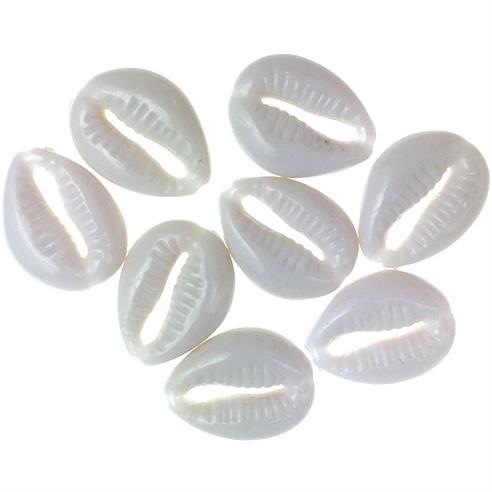 Koraliki muszelki kauri / akrylowe / biały / 18x13mm / 25szt-12683