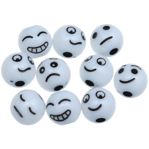 MIX koraliki buźki uśmiech / akrylowe / biały / 8mm / 13,3g / 50szt-12659
