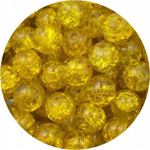 Koraliki crackle spękane / szklane / żółte / 8mm / 50szt-995
