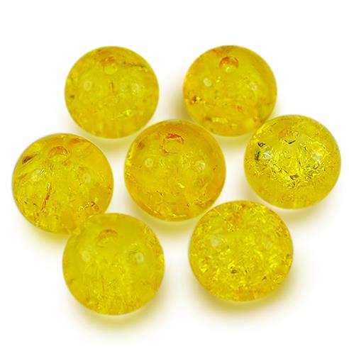 Koraliki crackle spękane / szklane / żółte / 8mm / 50szt-12686