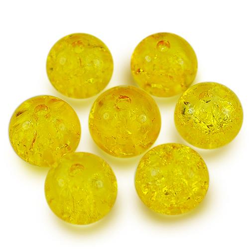 Koraliki crackle spękane / szklane / żółte / 8mm / 50szt-12686