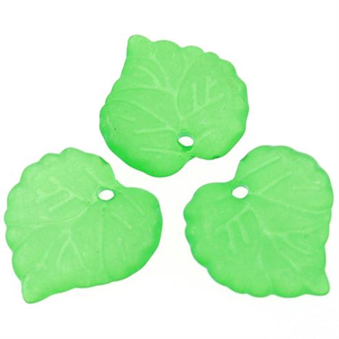 Koraliki listki / akrylowe / zielone / 16mm / 25szt-12688