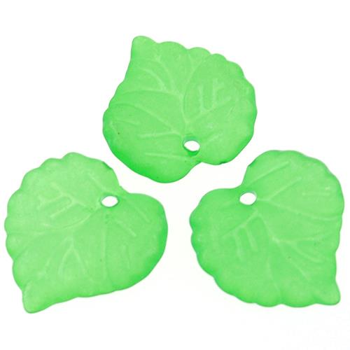 Koraliki listki / akrylowe / zielone / 16mm / 25szt-12688